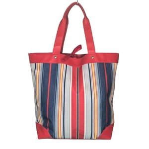 Striped Red Multi-Color Tote Bag